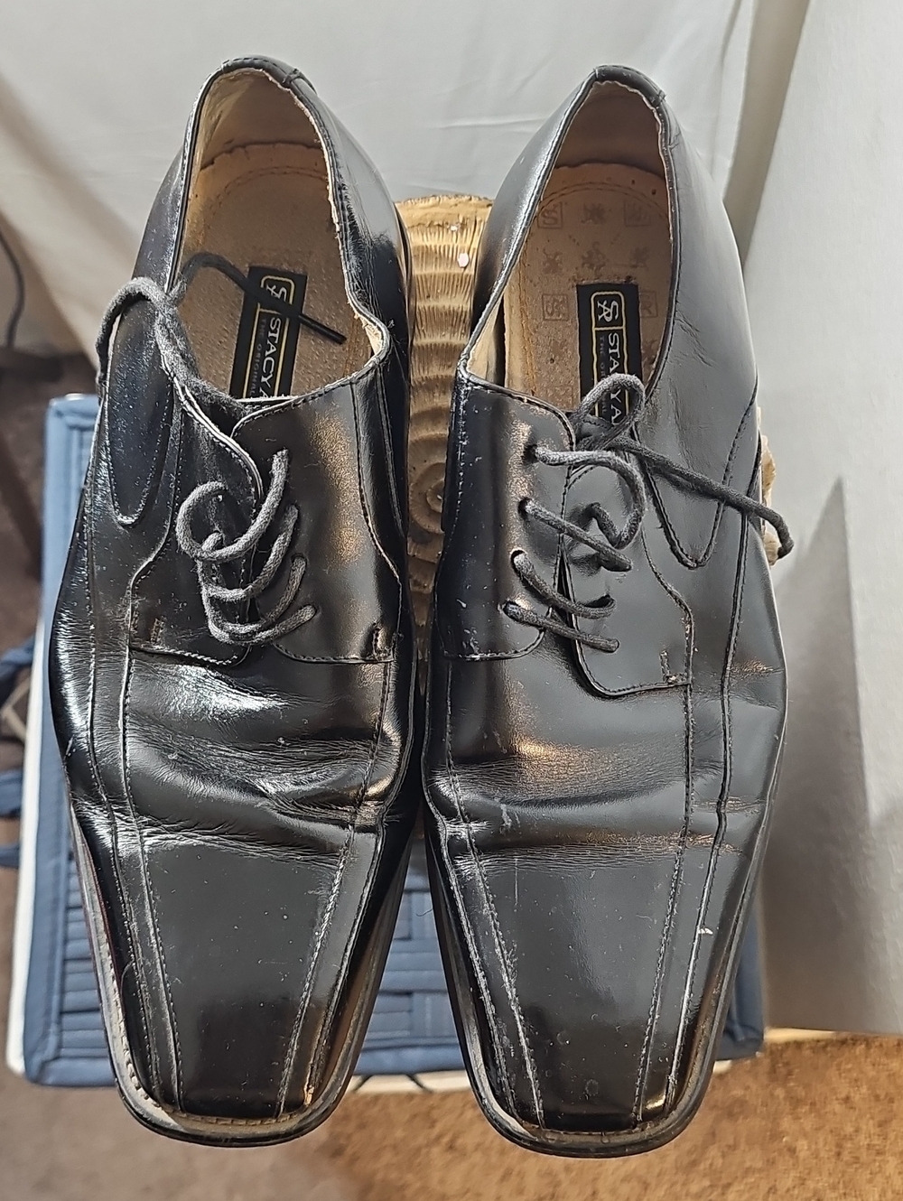 Stacy Adams Black Lace-Up Leather Oxfords